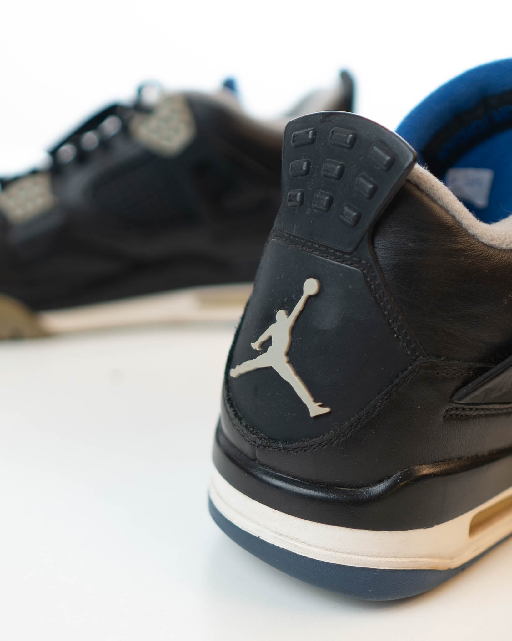 Nike Air Jordans 4  Black Leather Jordan 4 Retro Motorsports Alternate Sneakers