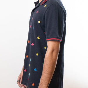 Gucci Bee & Stars Embroidered Polo T-Shirt