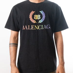 Balenciaga Rainbow Embroidered Logo T-Shirt