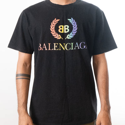 Balenciaga Rainbow Embroidered Logo T-Shirt