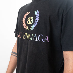 Balenciaga Rainbow Embroidered Logo T-Shirt