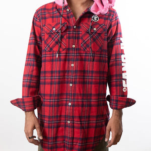 Aape By A Bathing Ape  Hooded Jacket Shirt Red Combo