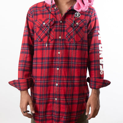 Aape By A Bathing Ape  Hooded Jacket Shirt Red Combo