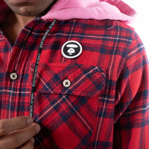 Aape By A Bathing Ape  Hooded Jacket Shirt Red Combo