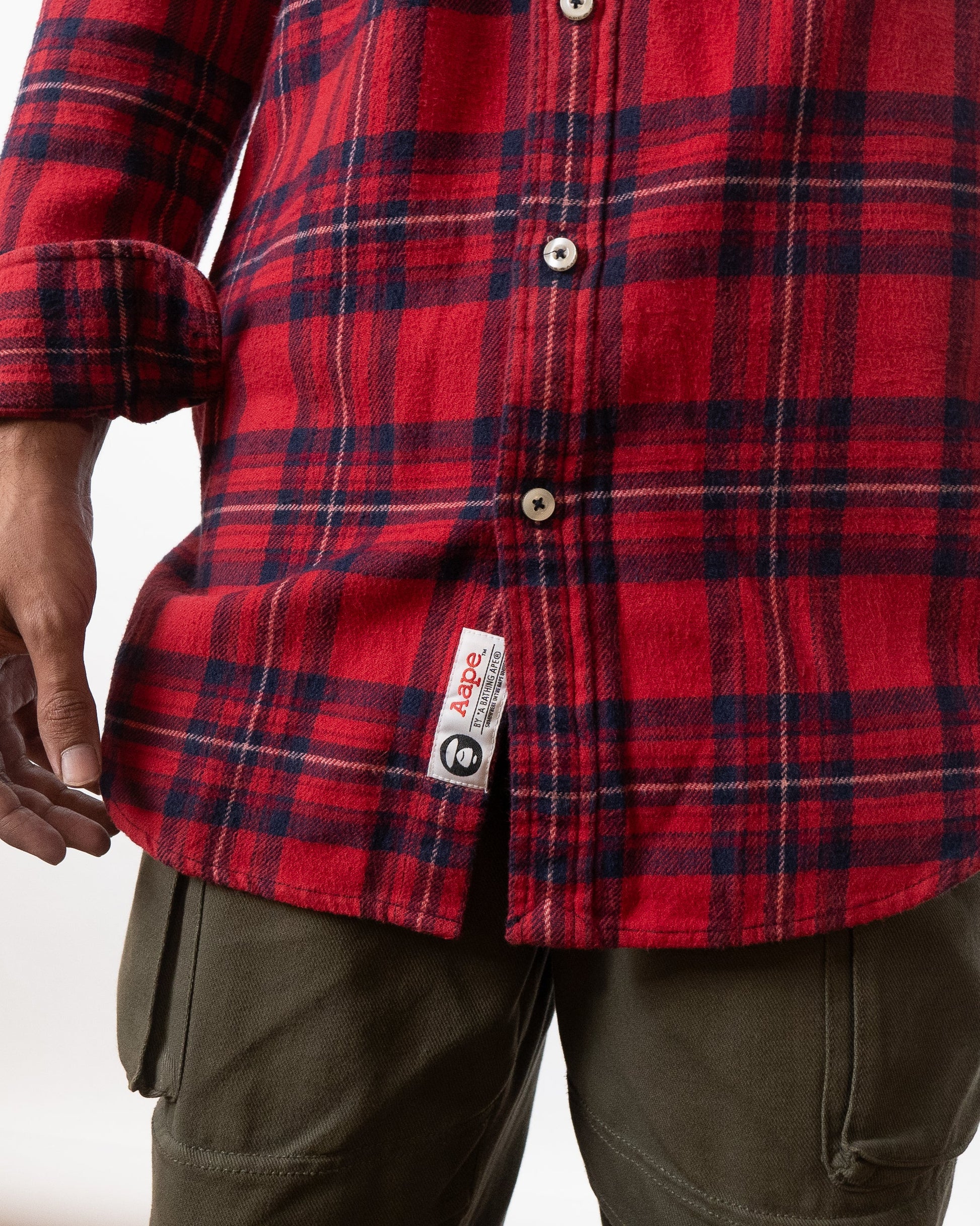 Aape By A Bathing Ape  Hooded Jacket Shirt Red Combo