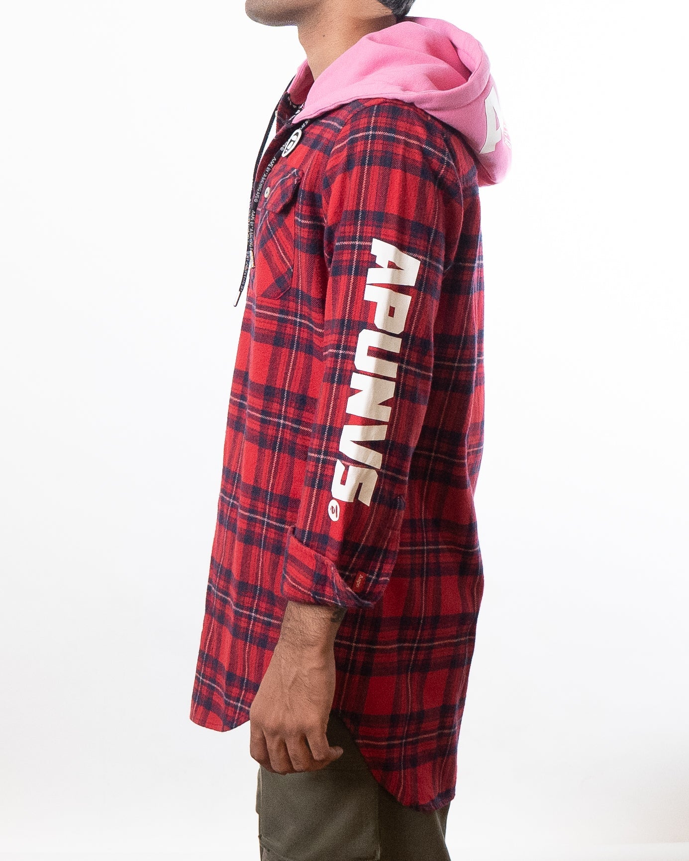 Aape By A Bathing Ape  Hooded Jacket Shirt Red Combo