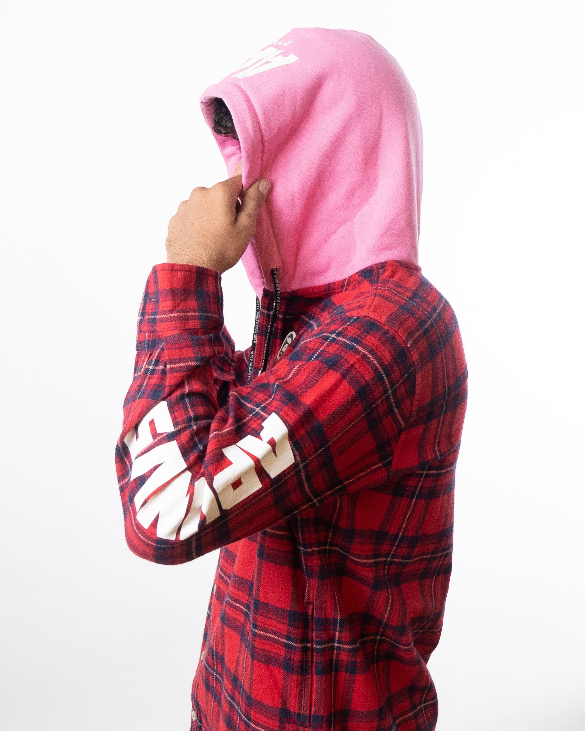 Aape By A Bathing Ape  Hooded Jacket Shirt Red Combo