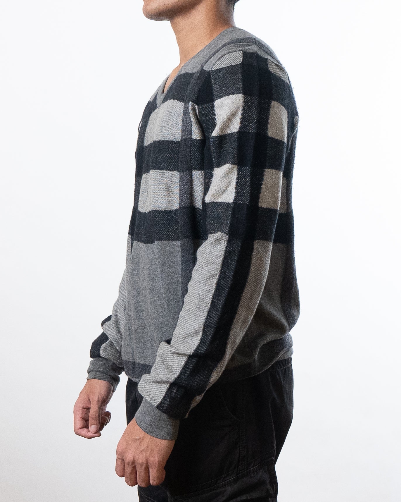 Burberry Check Wool Blend V-Neck Sweater