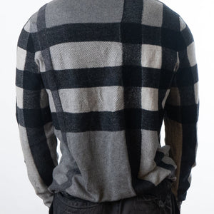 Burberry Check Wool Blend V-Neck Sweater
