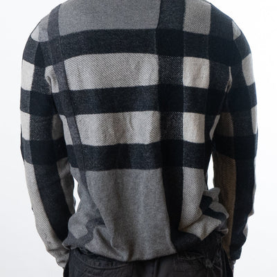 Burberry Check Wool Blend V-Neck Sweater