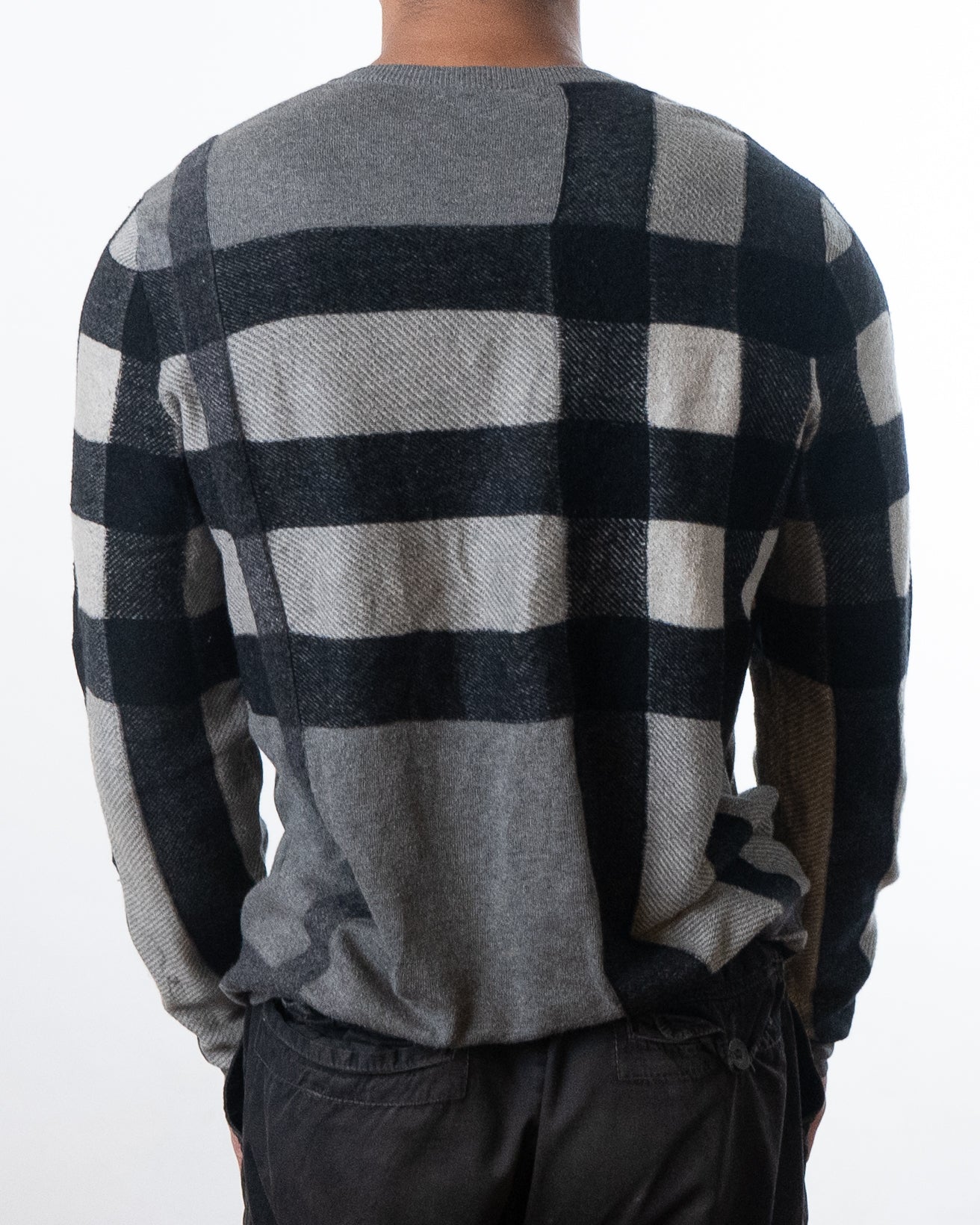 Burberry Check Wool Blend V-Neck Sweater