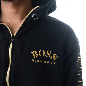 Hugo Boss Zip-Through Curved Logo Hoodie