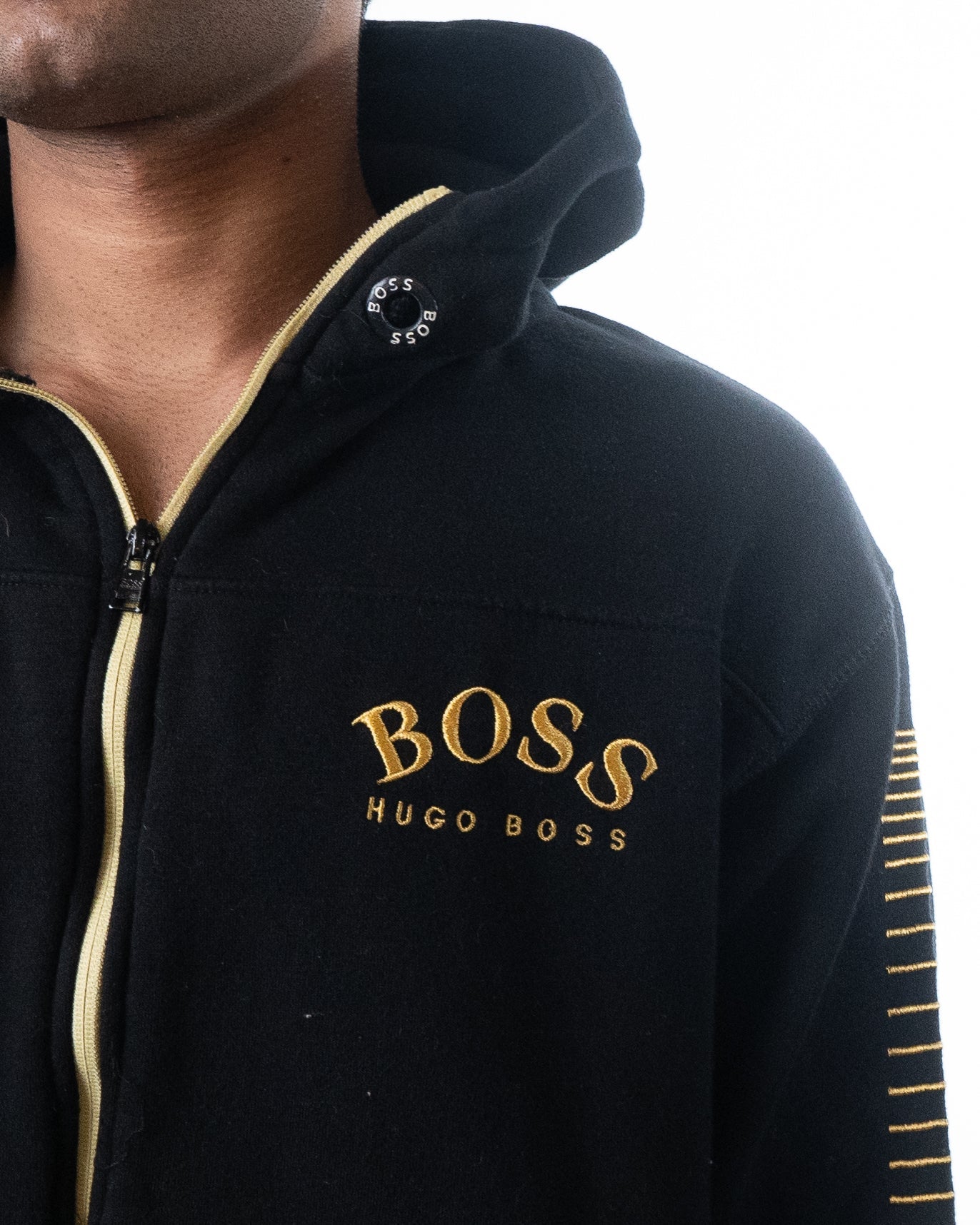 Hugo Boss Zip-Through Curved Logo Hoodie