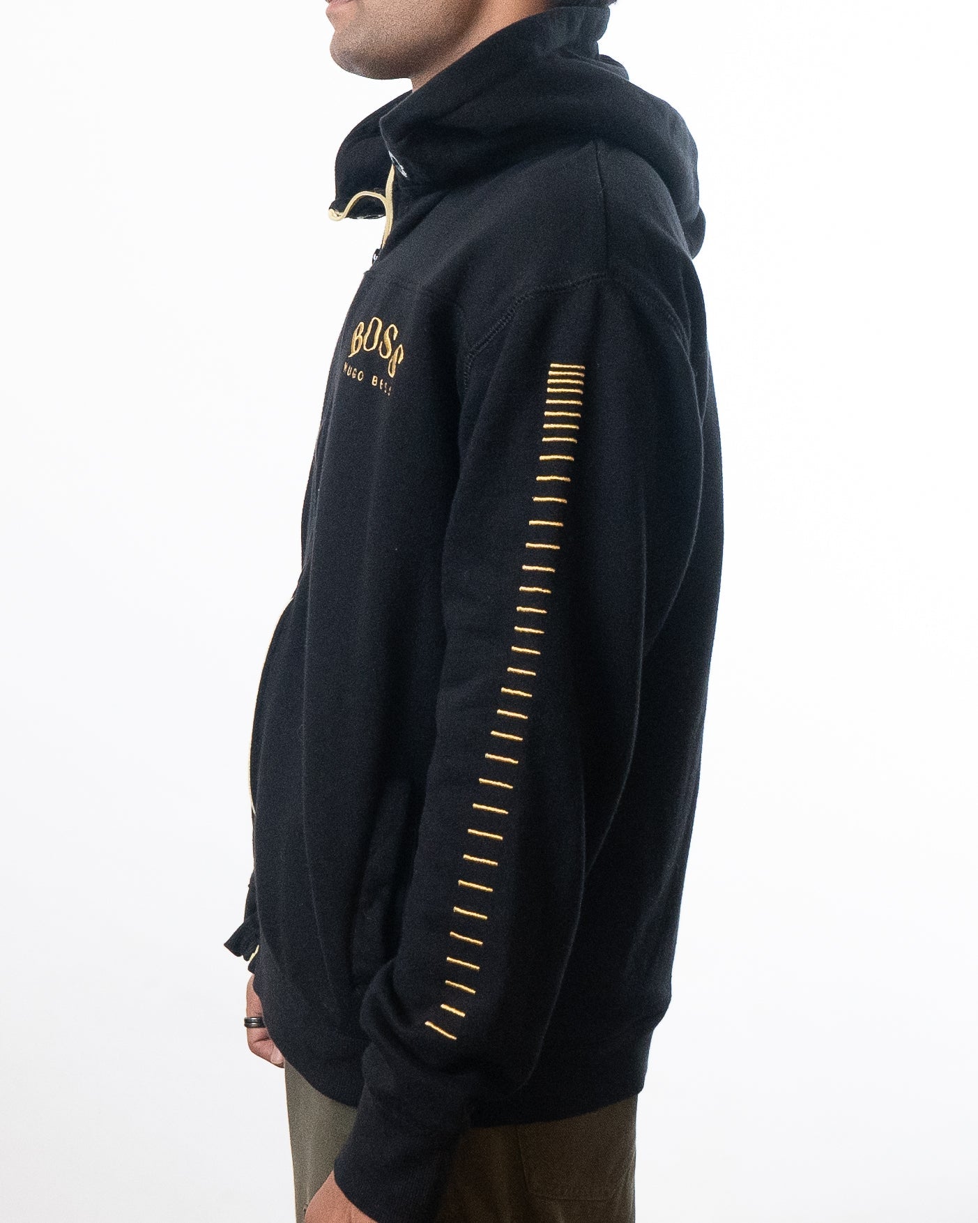 Hugo Boss Zip-Through Curved Logo Hoodie