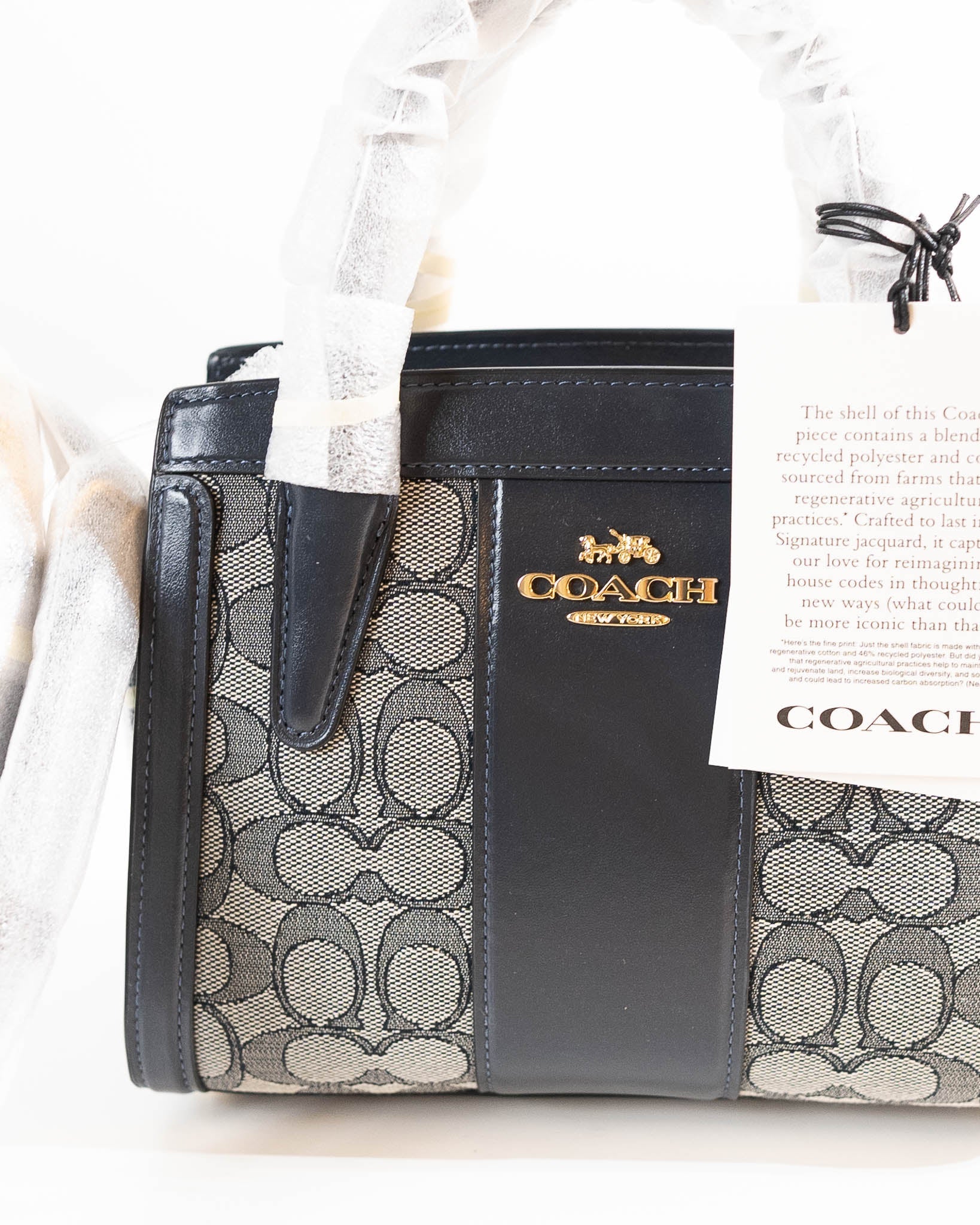 Coach Andrea Carryall Bag In Signature Jacquard- Midnight Navy -DS