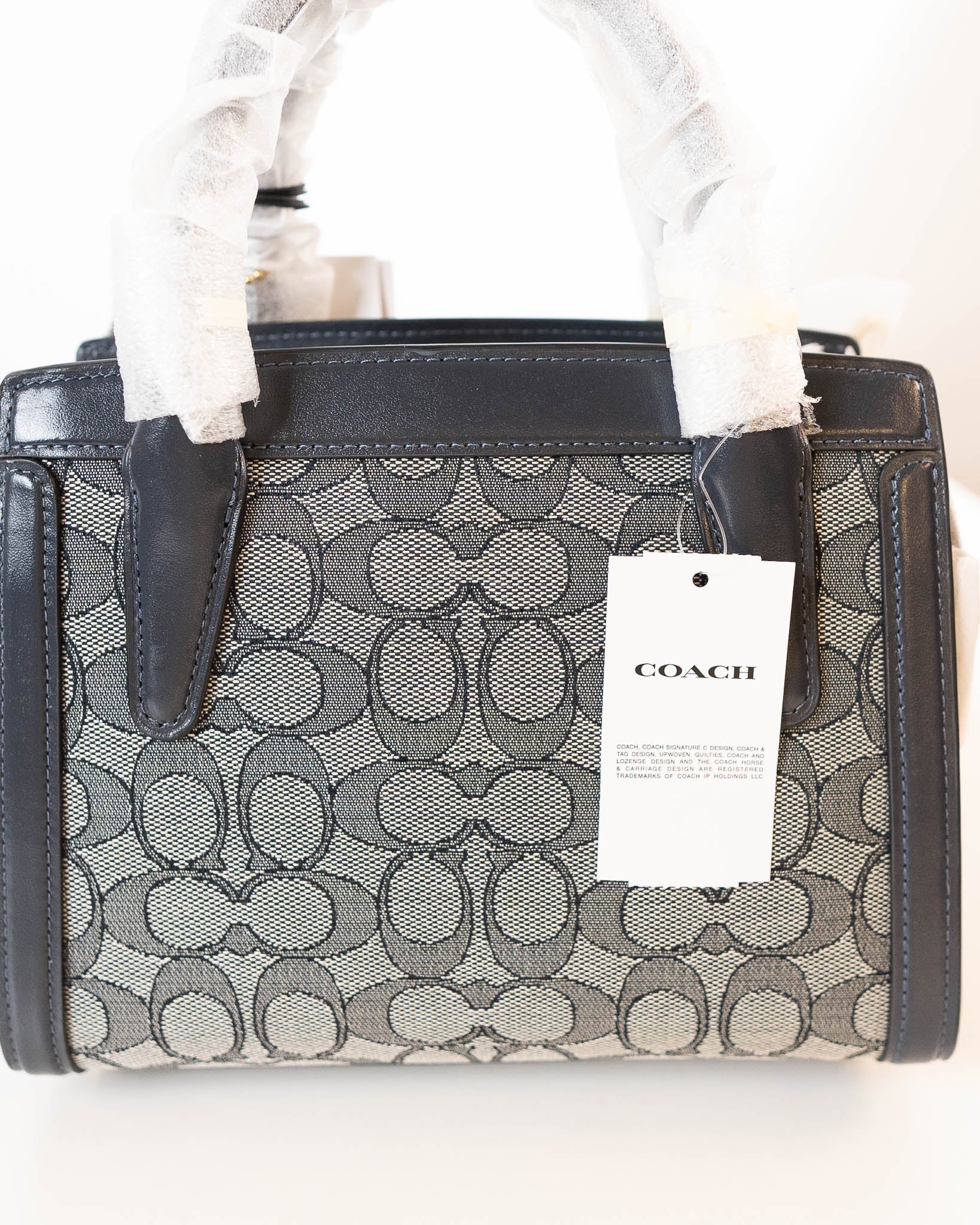 Coach Andrea Carryall Bag In Signature Jacquard- Midnight Navy -DS