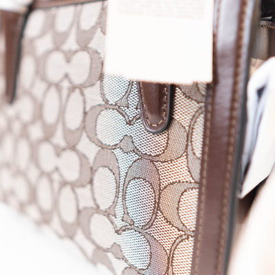 Coach Andrea Carryall Bag In Signature Jacquard- Oak-Maple -DS