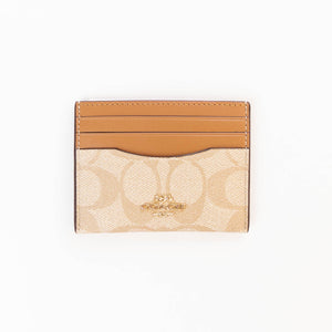 Coach Slim ID Card Case In Signature Canvas - Light Saddle -DS