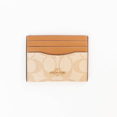 Coach Slim ID Card Case In Signature Canvas - Light Saddle -DS
