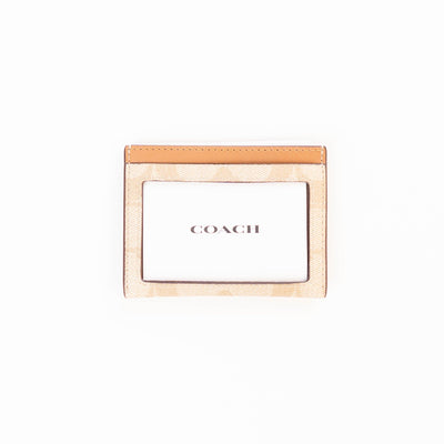 Coach Slim ID Card Case In Signature Canvas - Light Saddle -DS