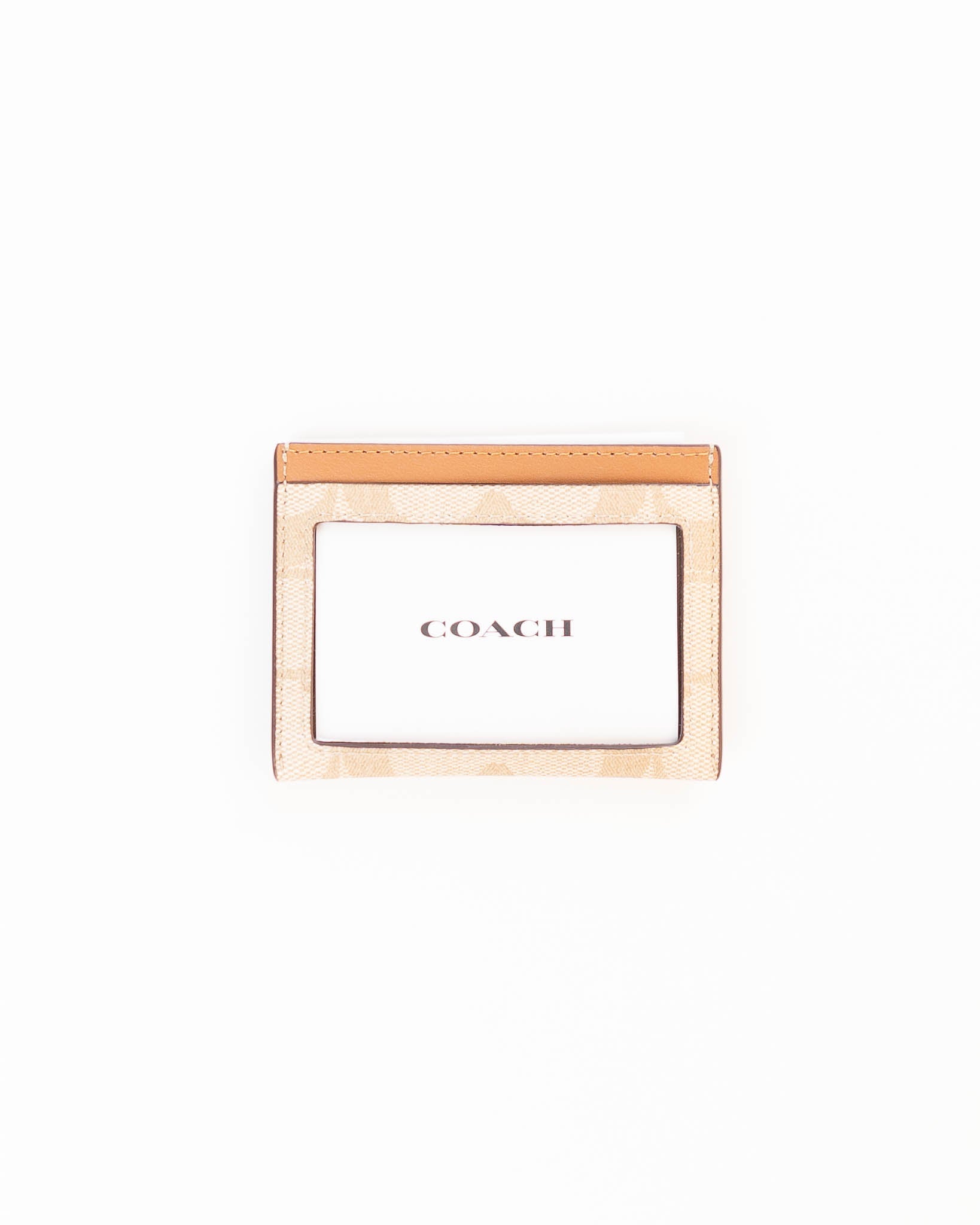 Coach Slim ID Card Case In Signature Canvas - Light Saddle -DS