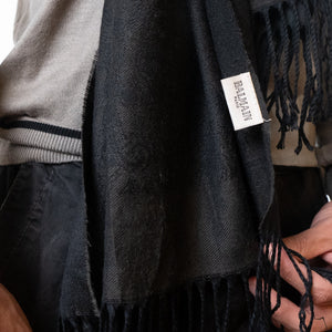 Balmain Grey and Black Scarf