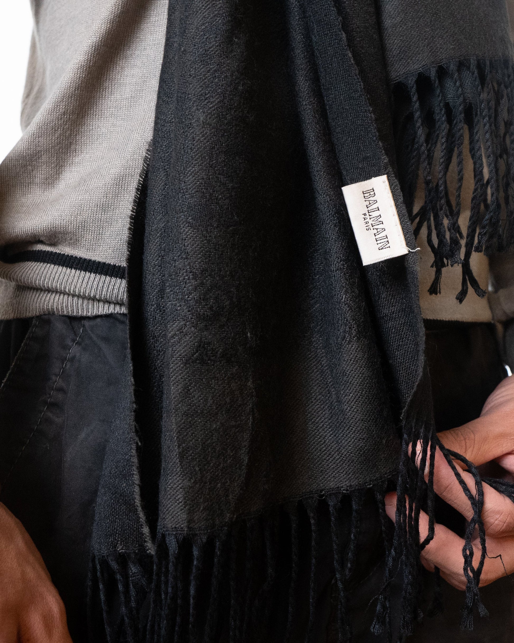 Balmain Grey and Black Scarf