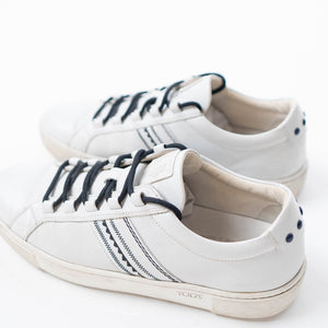 Tods White Leather Embroidery Stitch Panel Lace Up Sneakers