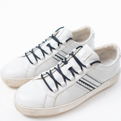 Tods White Leather Embroidery Stitch Panel Lace Up Sneakers