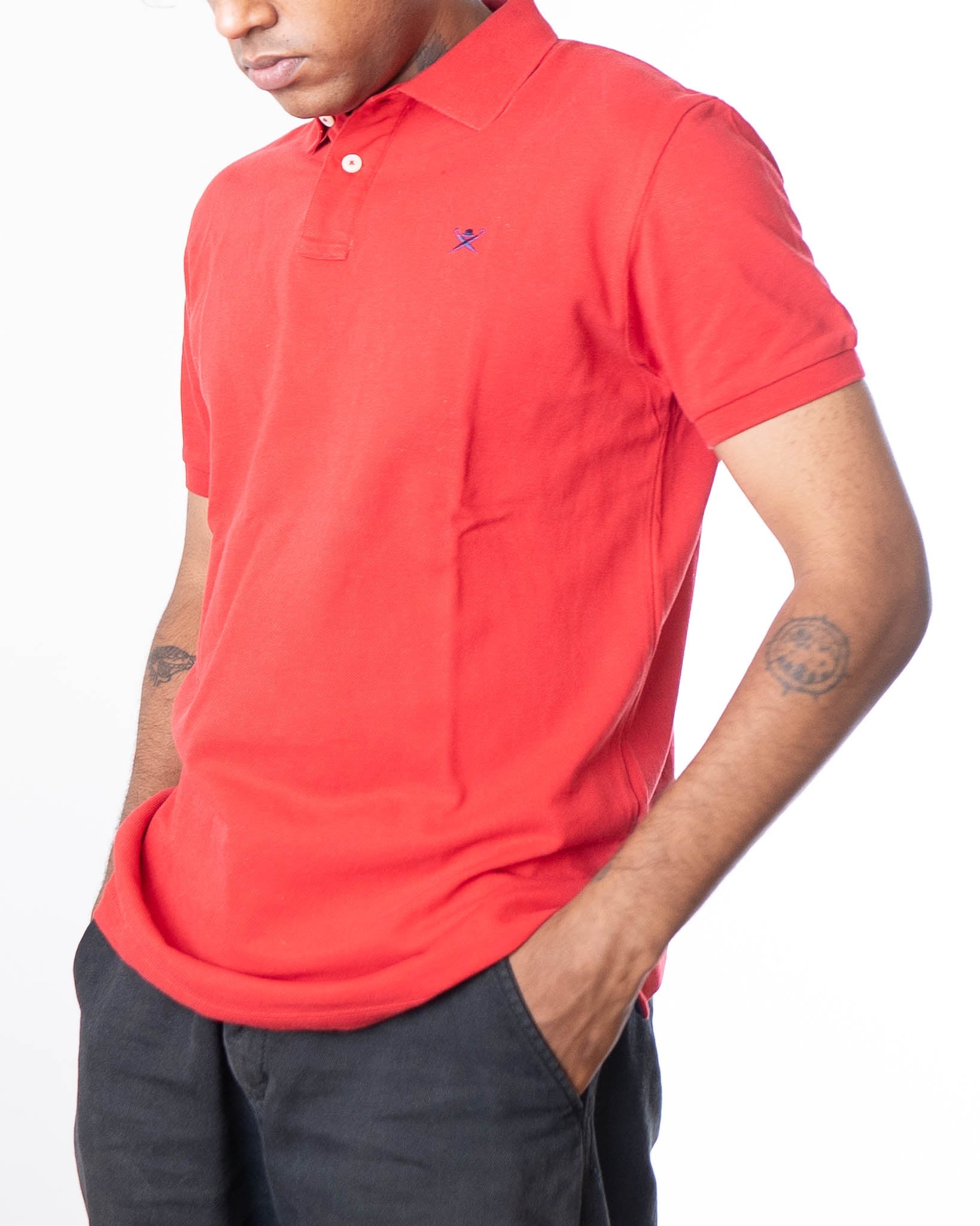 Hackett London Logo Embroidered Polo T-Shirt - Red