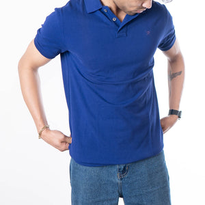 Hackett Indigo Logo Embroidered Solid Polo T-Shirt