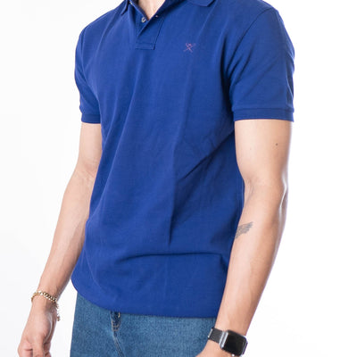 Hackett Indigo Logo Embroidered Solid Polo T-Shirt