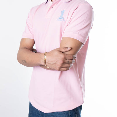 Hackett Light Pink Solid Polo T-Shirt