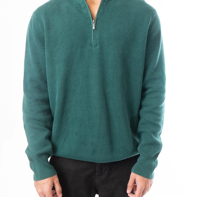 Brooks Brothers Wool Quater Zip Green Sweater
