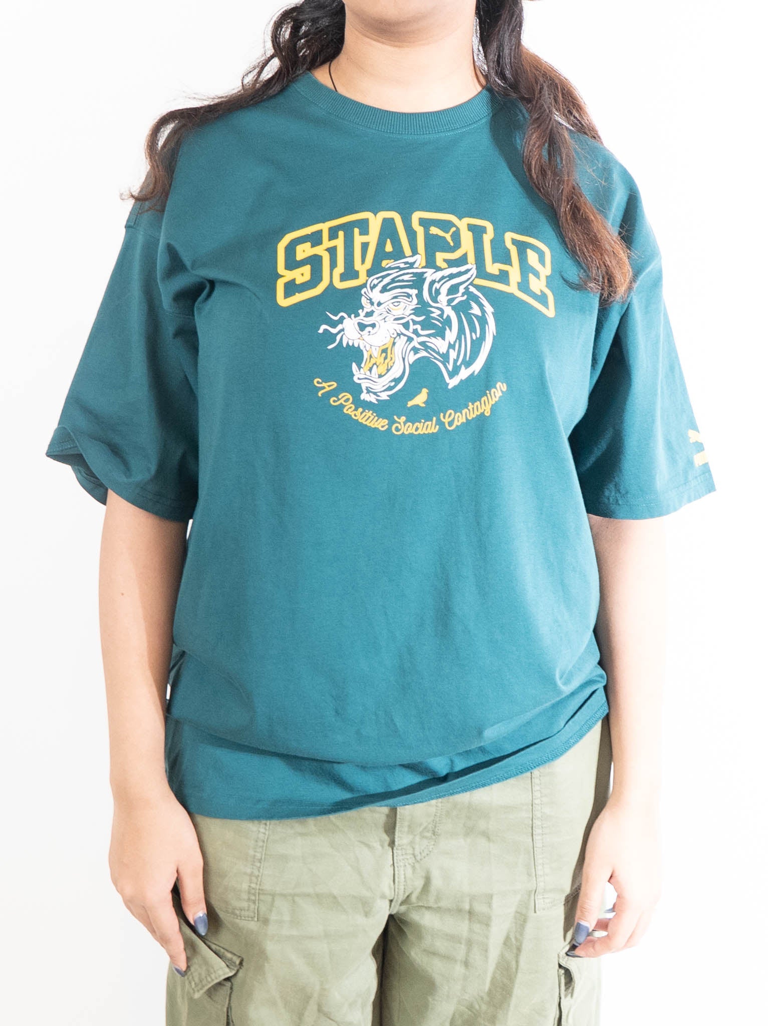 Puma X Staple Green Graphic Print Loose Fit T-Shirt