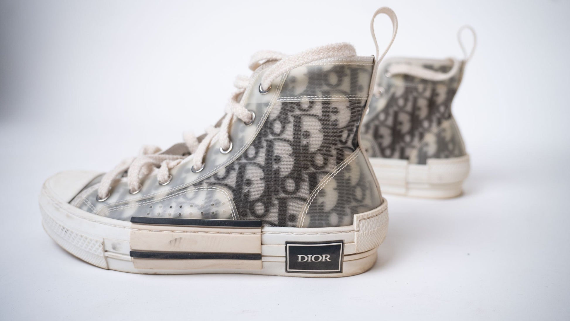 DIOR Black/White Oblique Mesh B23 High Top Sneakers
