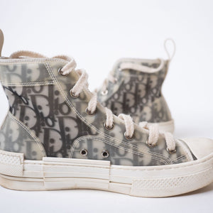 DIOR Black/White Oblique Mesh B23 High Top Sneakers