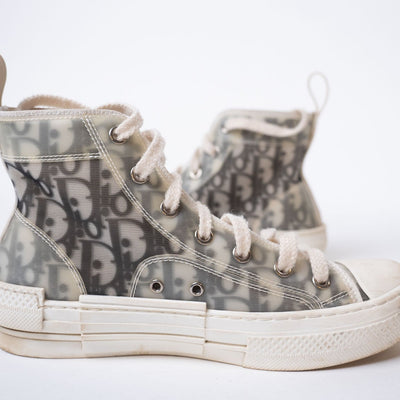 DIOR Black/White Oblique Mesh B23 High Top Sneakers