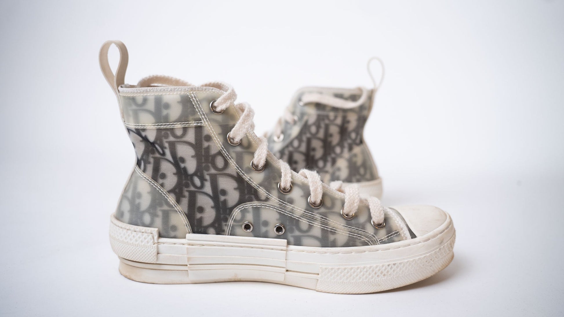 DIOR Black/White Oblique Mesh B23 High Top Sneakers