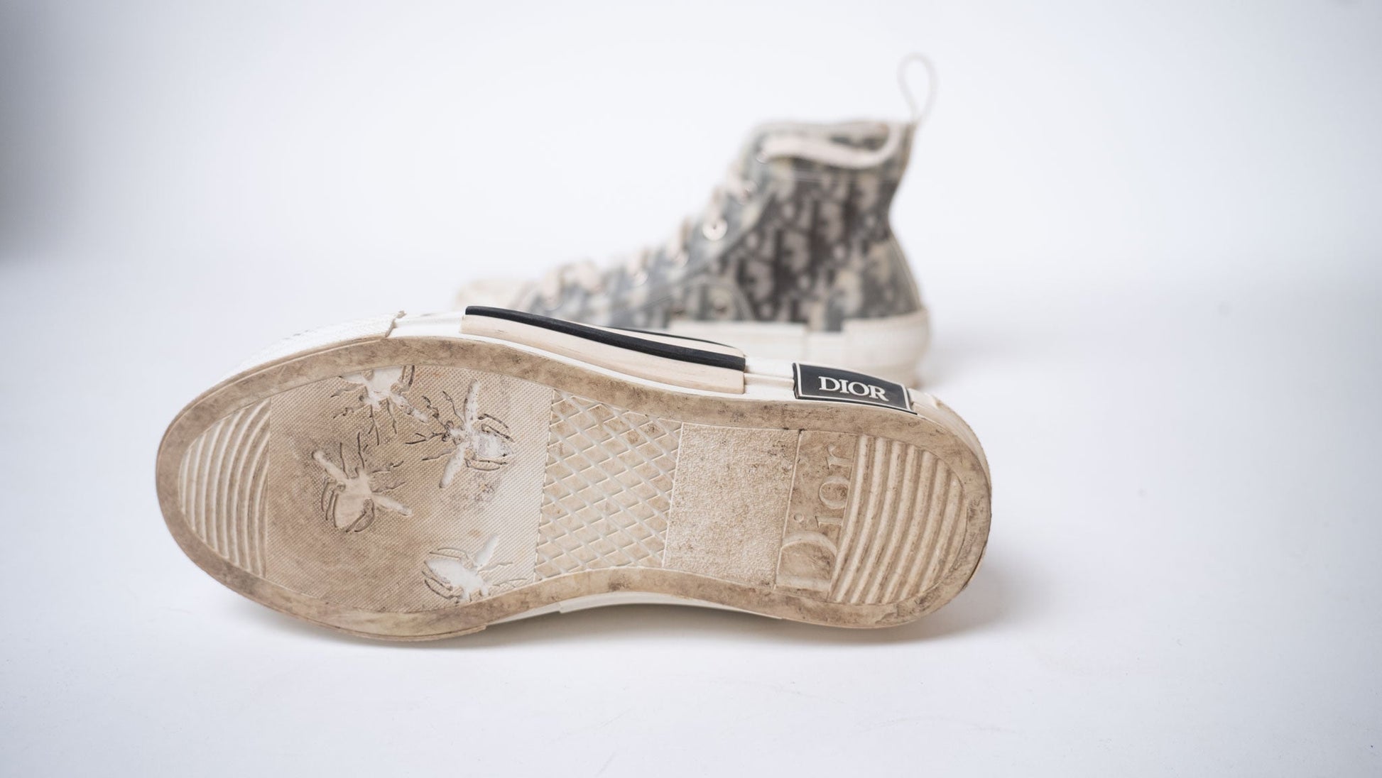DIOR Black/White Oblique Mesh B23 High Top Sneakers