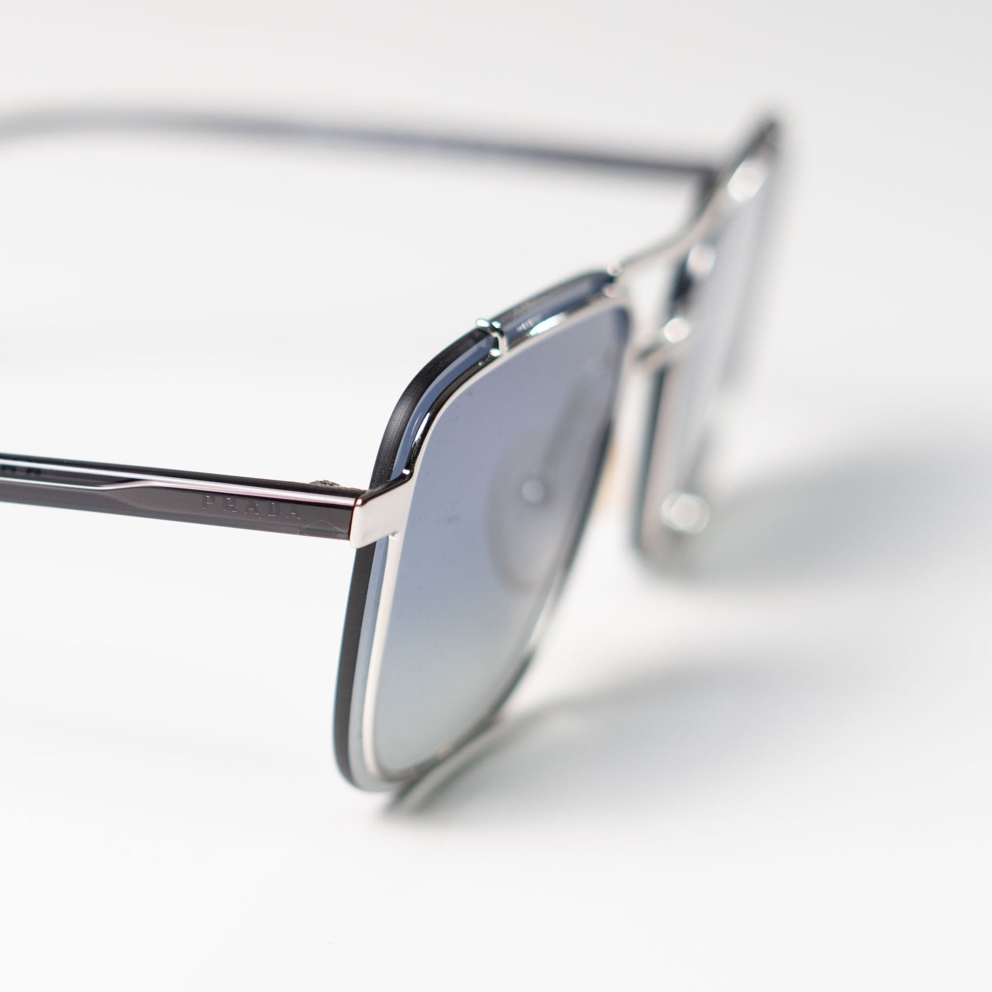 PRADA Silver Rectangular Sunglasses