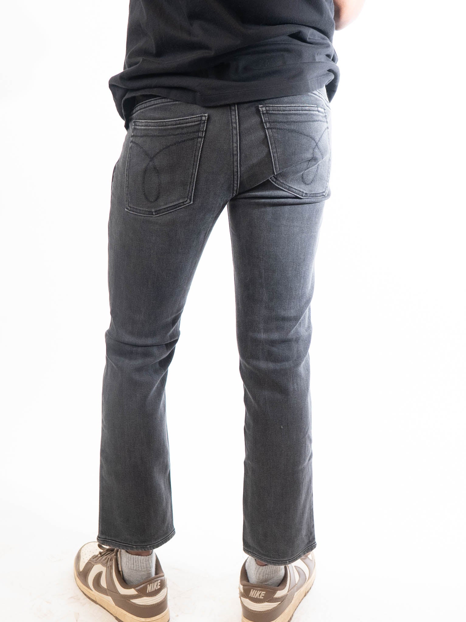 Calvin Klein Jeans Visual Washed Black Cotton Slim Fit Jeans