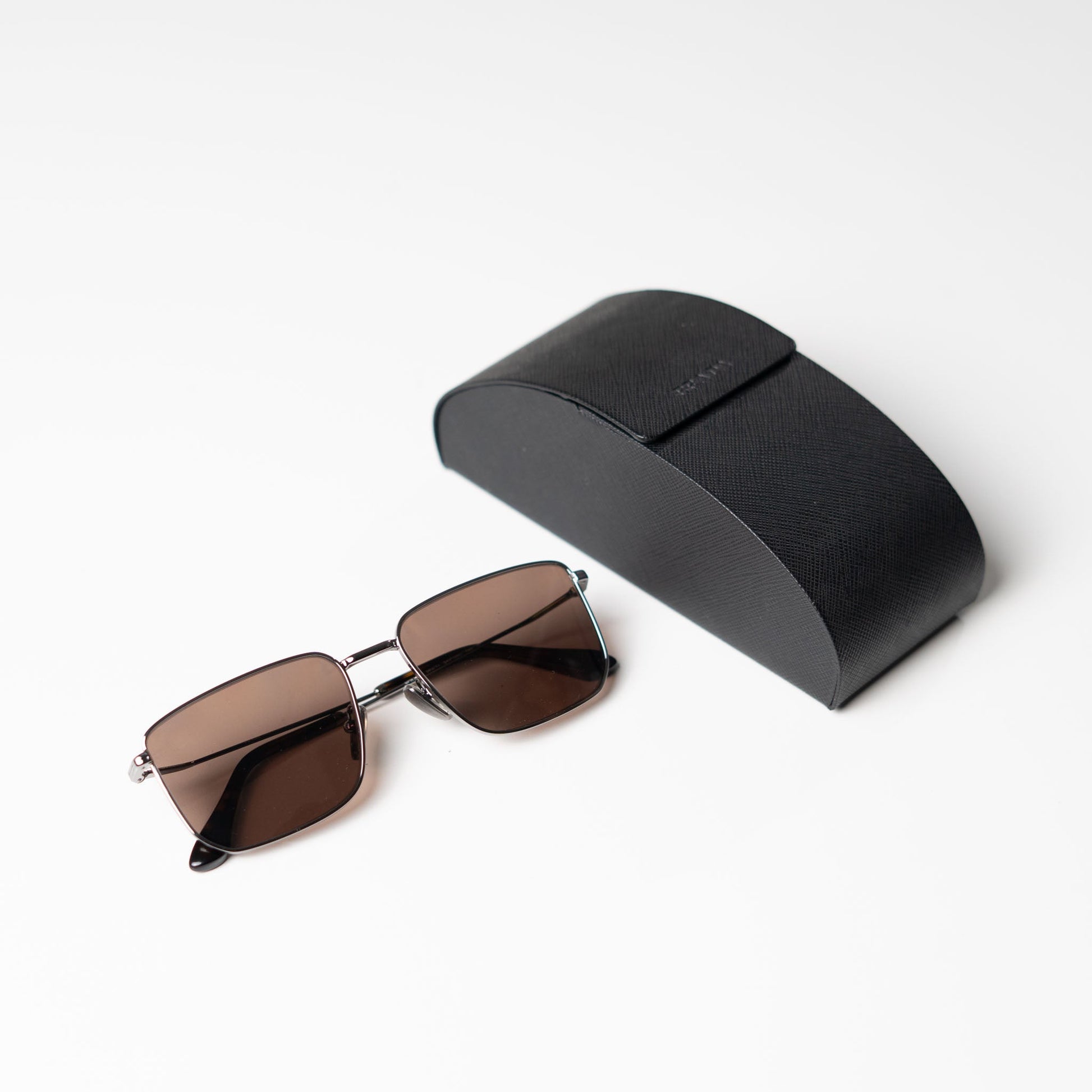 PRADA Brown Rectangular Sunglasses