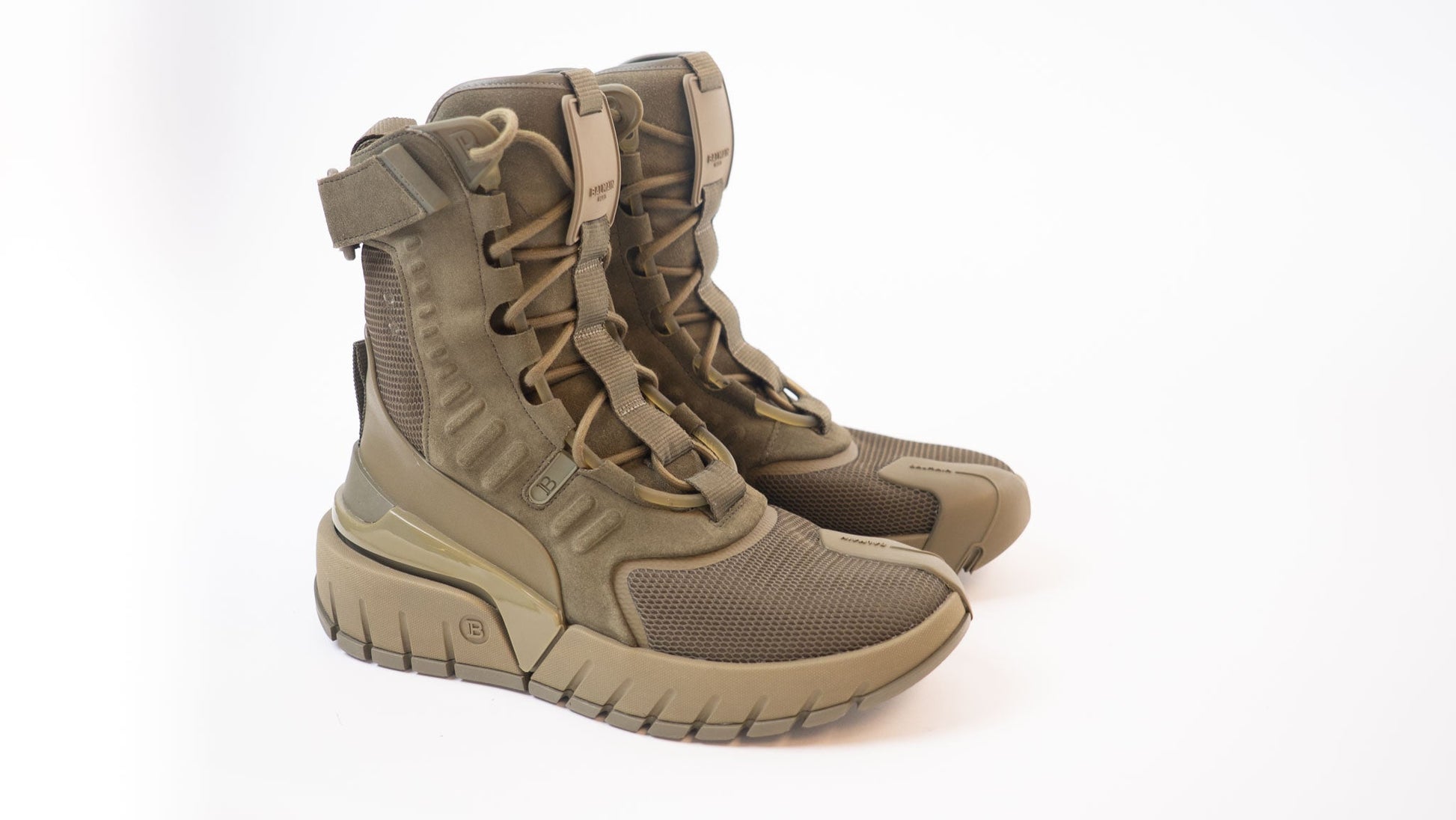 Balmain Khaki Army High-Top Sneakers