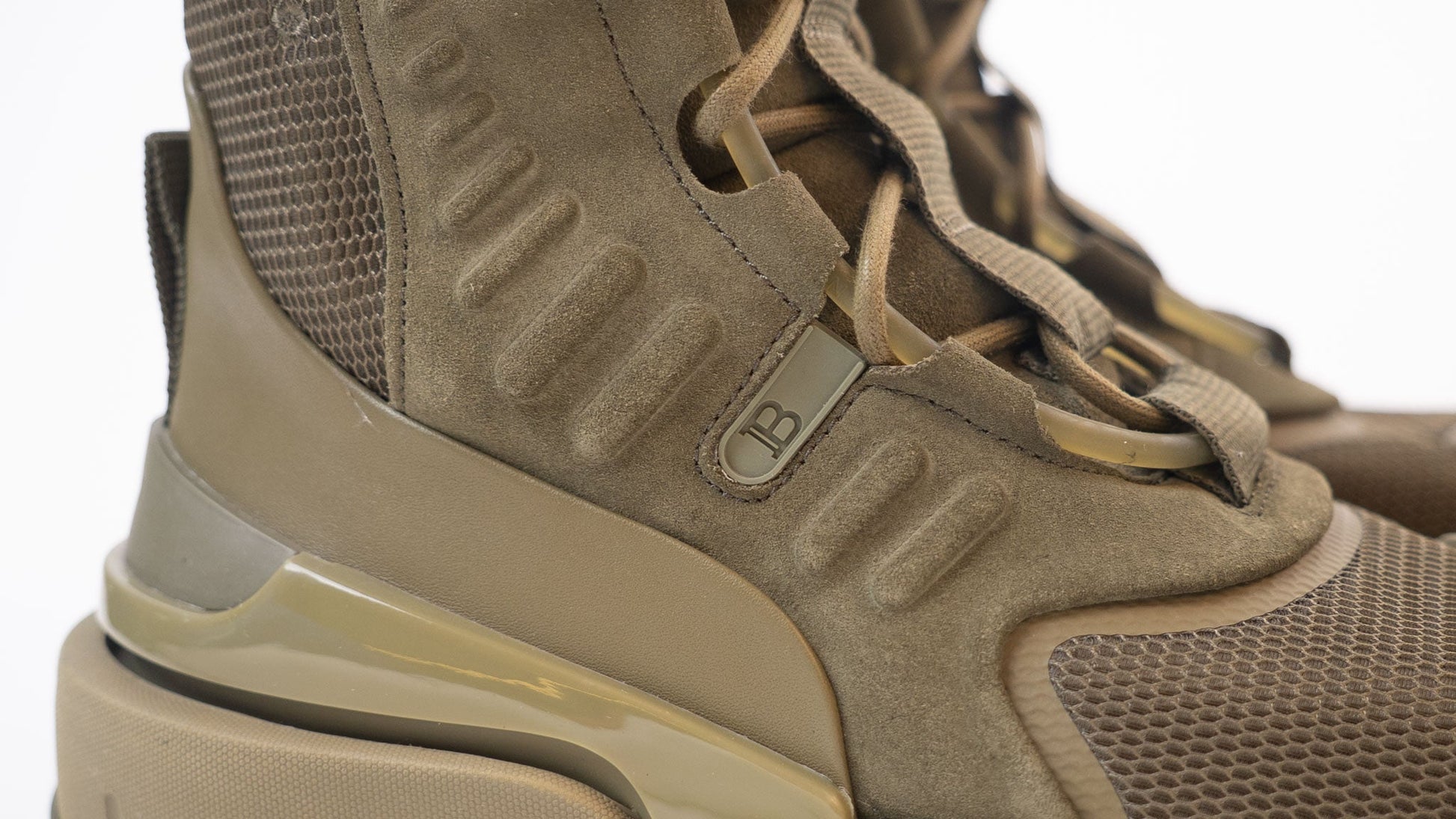 Balmain Khaki Army High-Top Sneakers