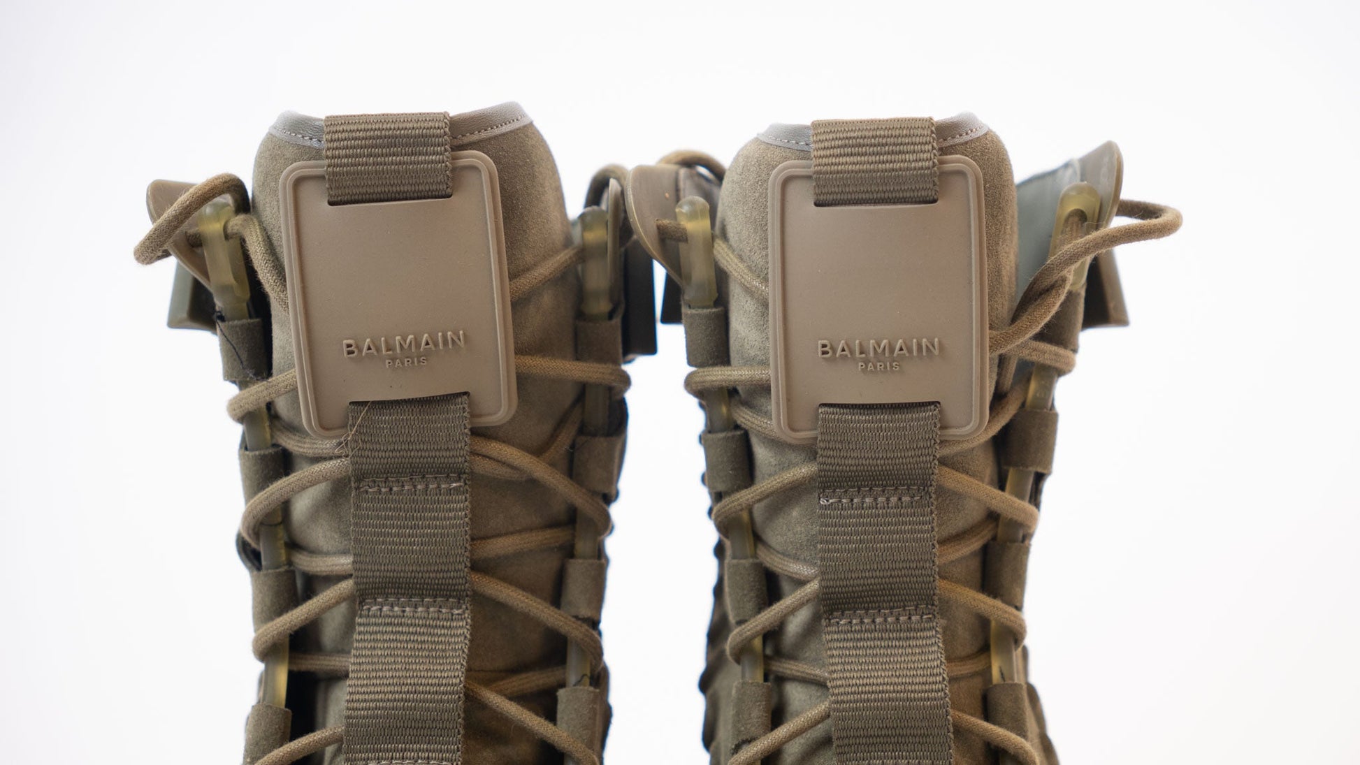 Balmain Khaki Army High-Top Sneakers
