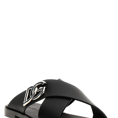 Dolce & Gabbana Logo Leather Sandals