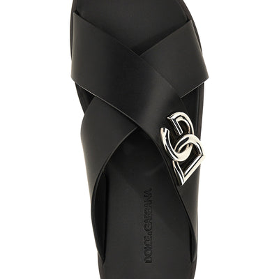 Dolce & Gabbana Logo Leather Sandals