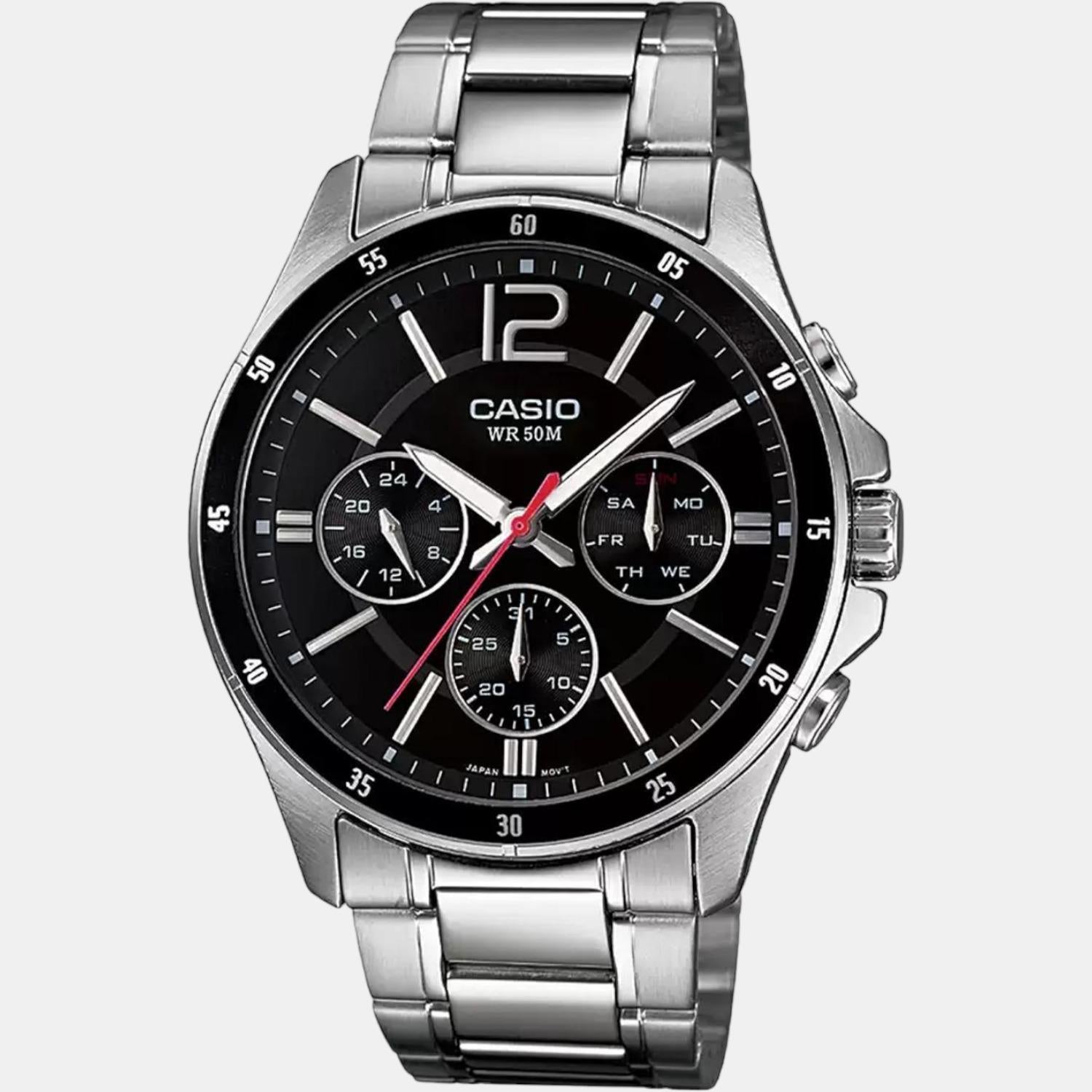 Enticer Men Quartz Black Dial Chronograph Stainless Steel Watch A832