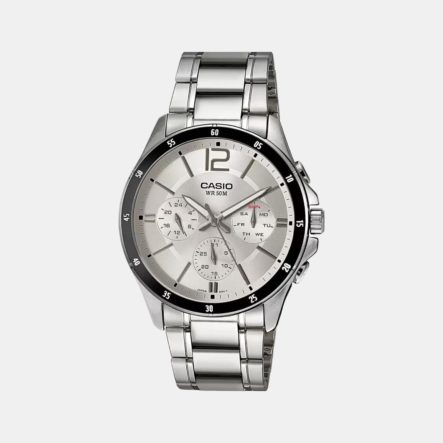 Enticer Men Quartz White Dial Chronograph Stainless Steel Watch A833